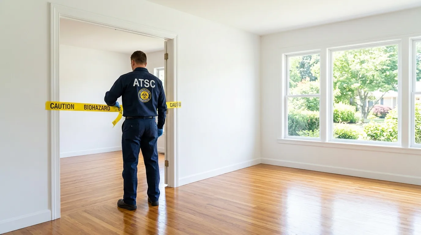 Certified biohazard cleanup crew performing Crime Scene Cleanup in Cuyahoga Falls